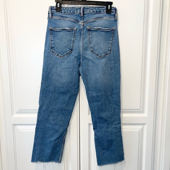 Zara Straight Leg Ankle-Length Distressed Blue Jeans Size 8 - Picture 5 of 7